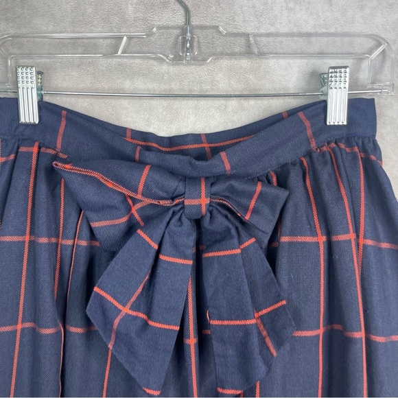 ModCloth Plaid A-Line Bow Skirt In Blue Women's Size M - Picture 6 of 6